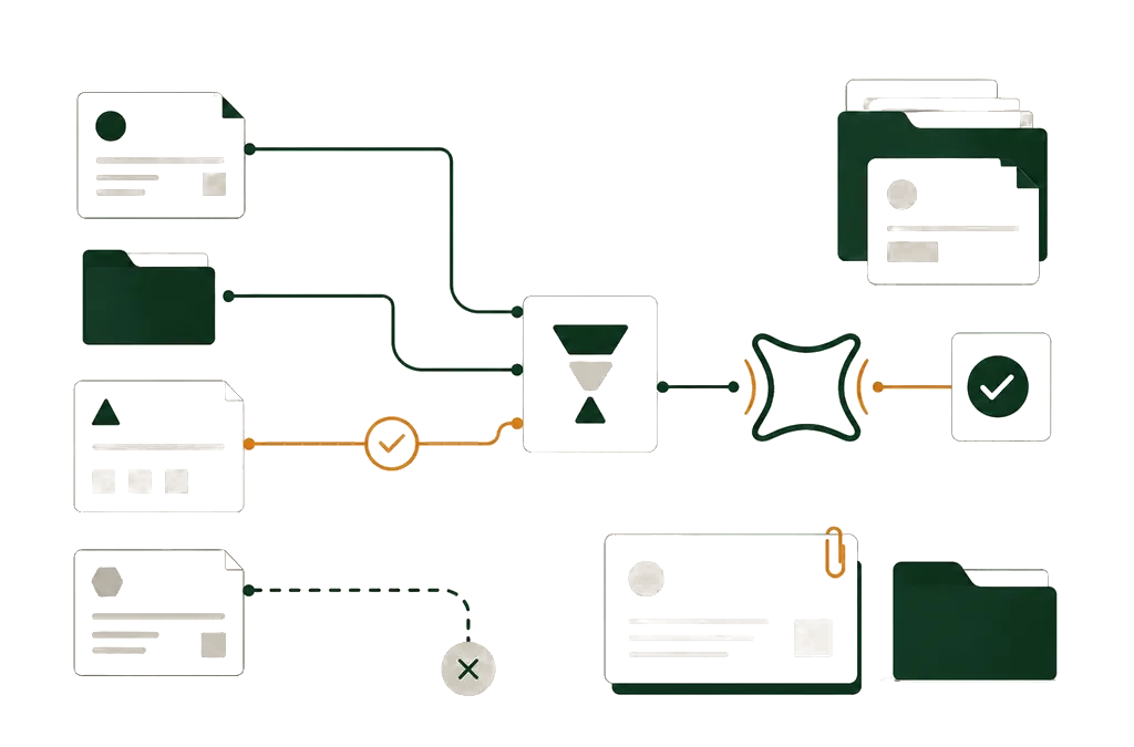 Three-step process diagram: discover, audit, build